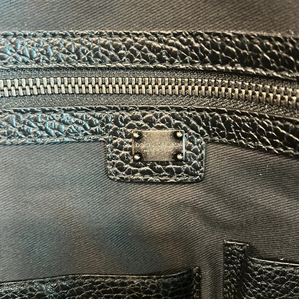 DOLCE & GABBANA Briefcase black leather and gunmetal hardware